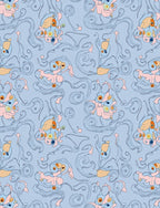 Pastel Blue Whimsical Creature Swirl Rug