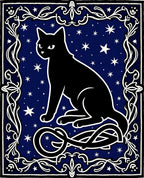 Black Cat Cosmic Night Ornate Rug