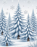 Winter Forest Snowflakes Pine Trees Rug