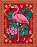 Pink Flamingo Tropical Floral Border Rug