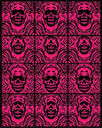 Hot Pink Skull Organic Collage Rug