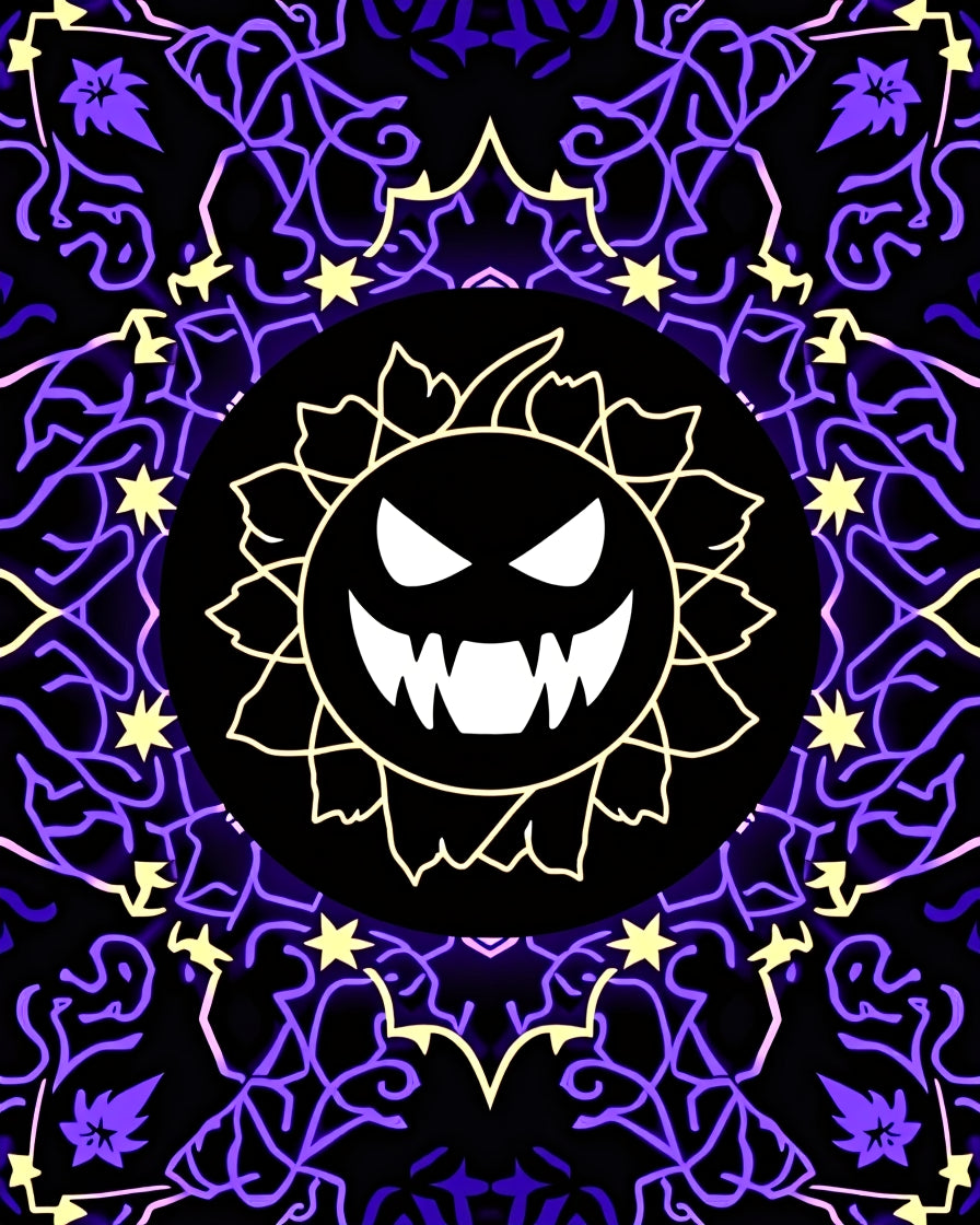Spooky Yellow Jack O Lantern Mandala Rug