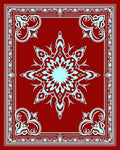 Ornate Red Cyan Starburst Medallion Rug