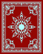 Ornate Red Cyan Starburst Medallion Rug