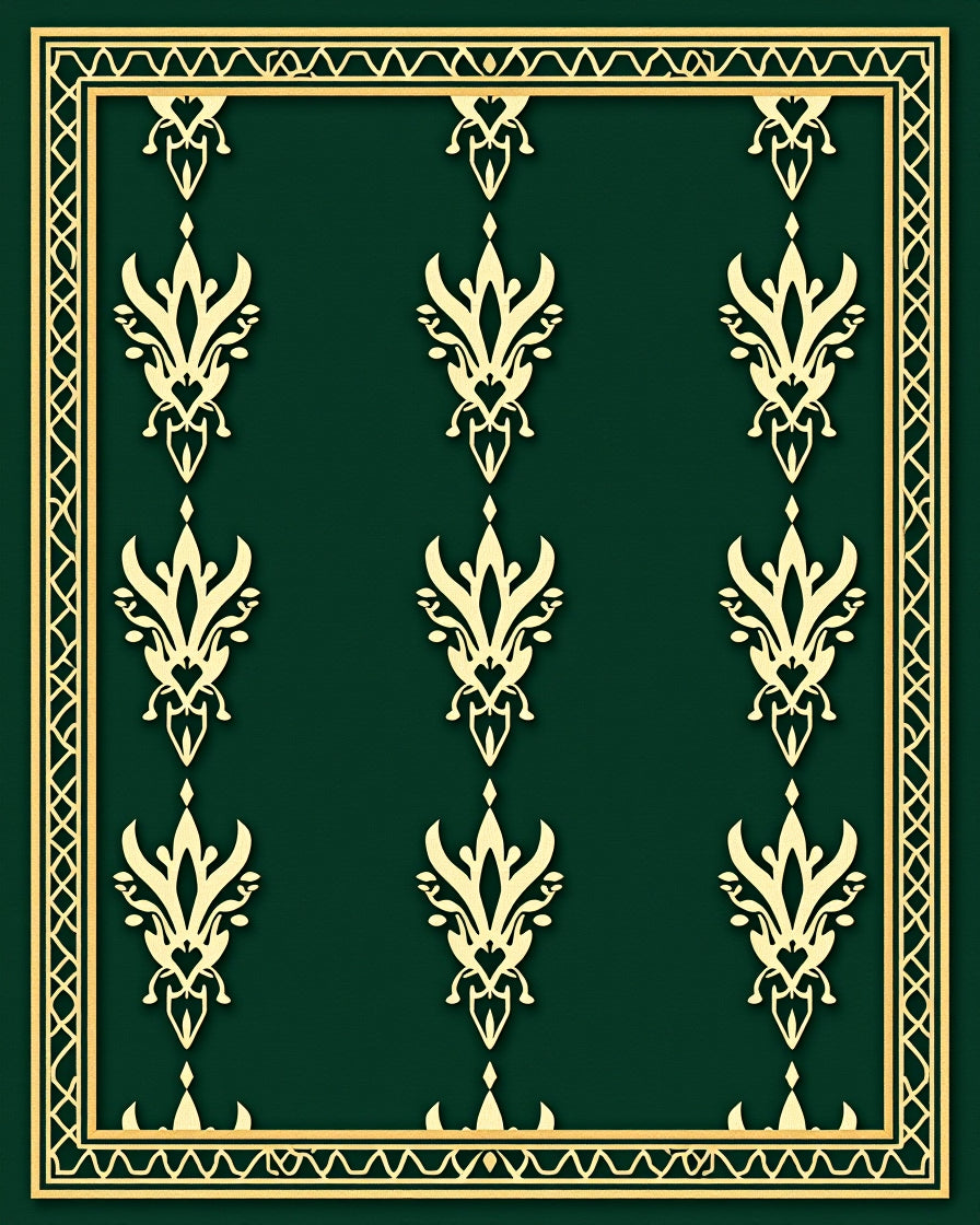 Regal Gold Floral Damask Emerald Rug