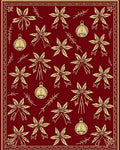Crimson Poinsettia and Ornament Medallion Rug