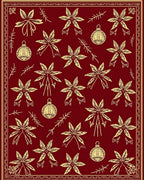 Crimson Poinsettia and Ornament Medallion Rug