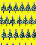 Festive Green Christmas Trees Red Stars Rug