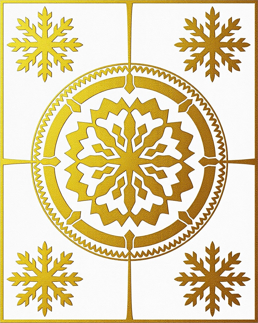 Golden Snowflake Mandala Art Rug