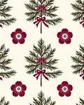Crimson Floral Pine Bough Arrangement Rug