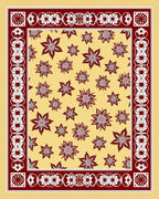 Deep Red Floral Medallion Cream Rug