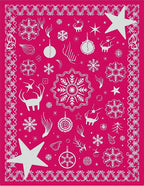 Fuchsia White Winter Festive Collection Rug