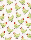 Charming Light Green Hen Motif Rug