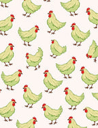Charming Light Green Hen Motif Rug