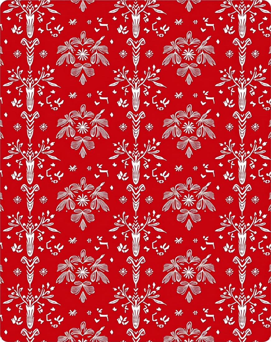 Crimson White Nordic Tree Snowflake Rug