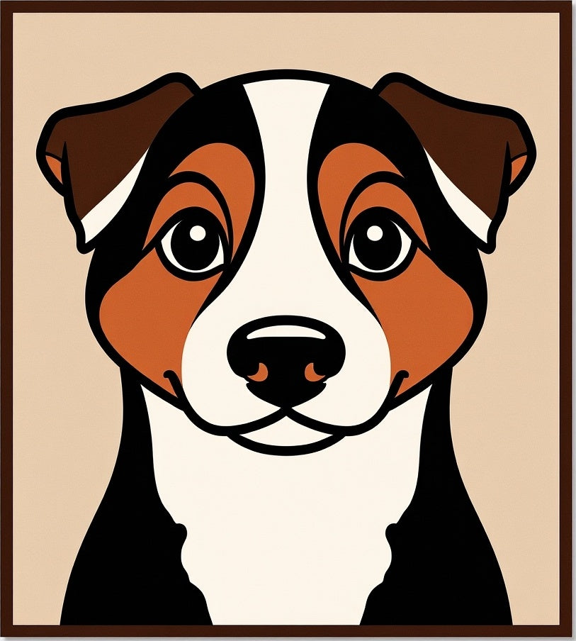 Bold Tri-color Dog Portrait Rug