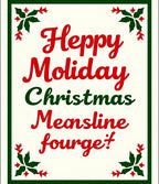 Festive Red Green Holly Christmas Rug