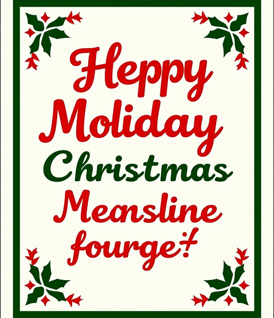 Festive Red Green Holly Christmas Rug