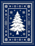 Navy Winter Snowflakes Christmas Tree Rug