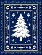 Navy Winter Snowflakes Christmas Tree Rug
