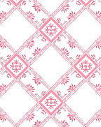 Coral Pink Tribal Diamond Lattice Rug