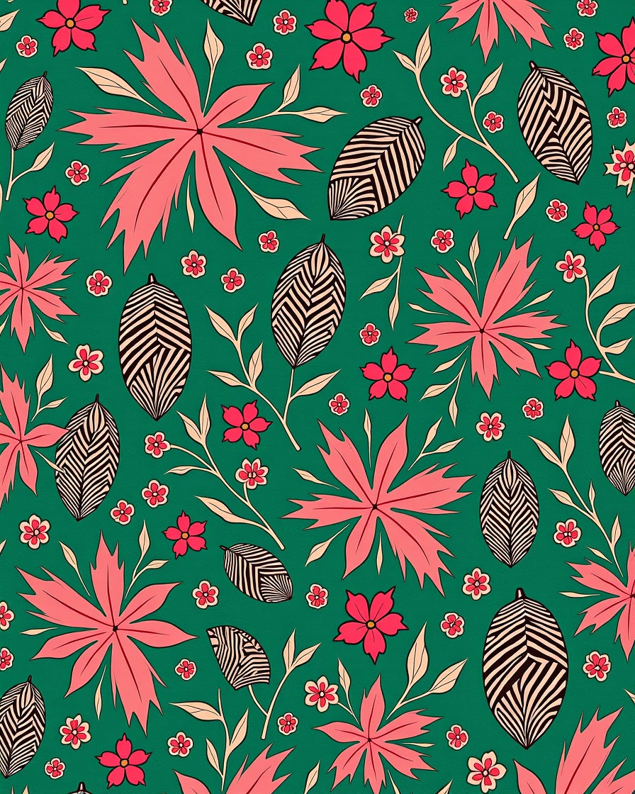 Vibrant Pink Tropical Leaf Garden Rug