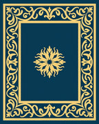 Ornate Gold Scrollwork Centerpiece Rug