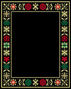 Red Green Snowflake Border Rug