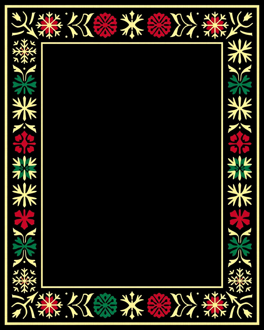 Red Green Snowflake Border Rug