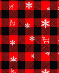 Red Black Buffalo Check Reindeer Snowflake Rug