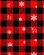 Red Black Buffalo Check Reindeer Snowflake Rug