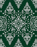 Elegant White Damask Emerald Swirl Rug
