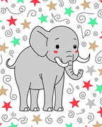 Cute Gray Elephant With Stars Rug