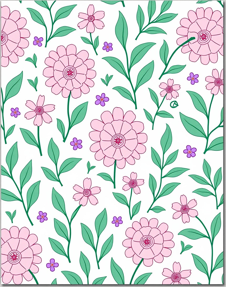 Pink Daisy Floral Branch Garden Rug