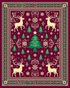 Cream Reindeer Festive Christmas Trees Rug