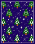 Happy Evergreen Trees Snowfall Scene Rug