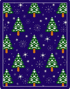 Happy Evergreen Trees Snowfall Scene Rug