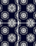 Navy White Radial Sunburst Medallion Rug