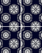 Navy White Radial Sunburst Medallion Rug