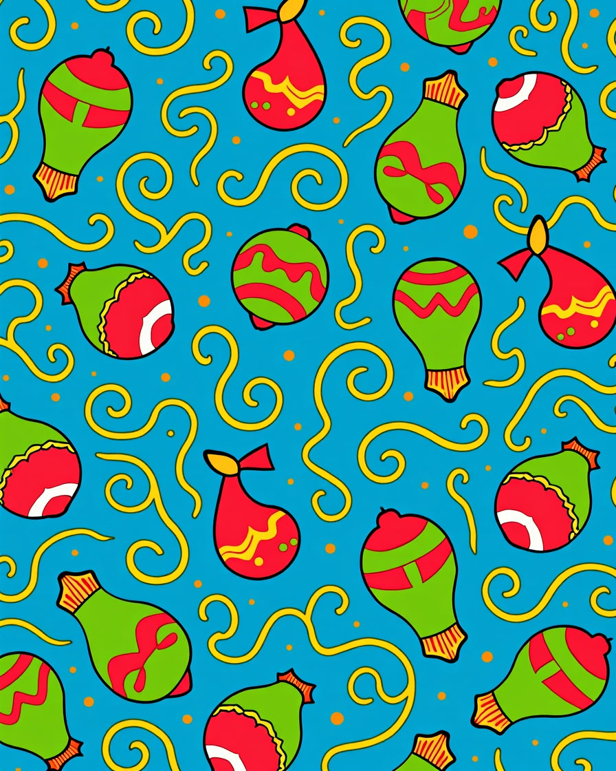 Bright Red Green Bauble Swirls Rug