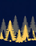 Golden Pine Forest Silhouette Rug