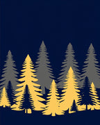 Golden Pine Forest Silhouette Rug