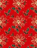 Red Floral Botanical Garden Elements Rug