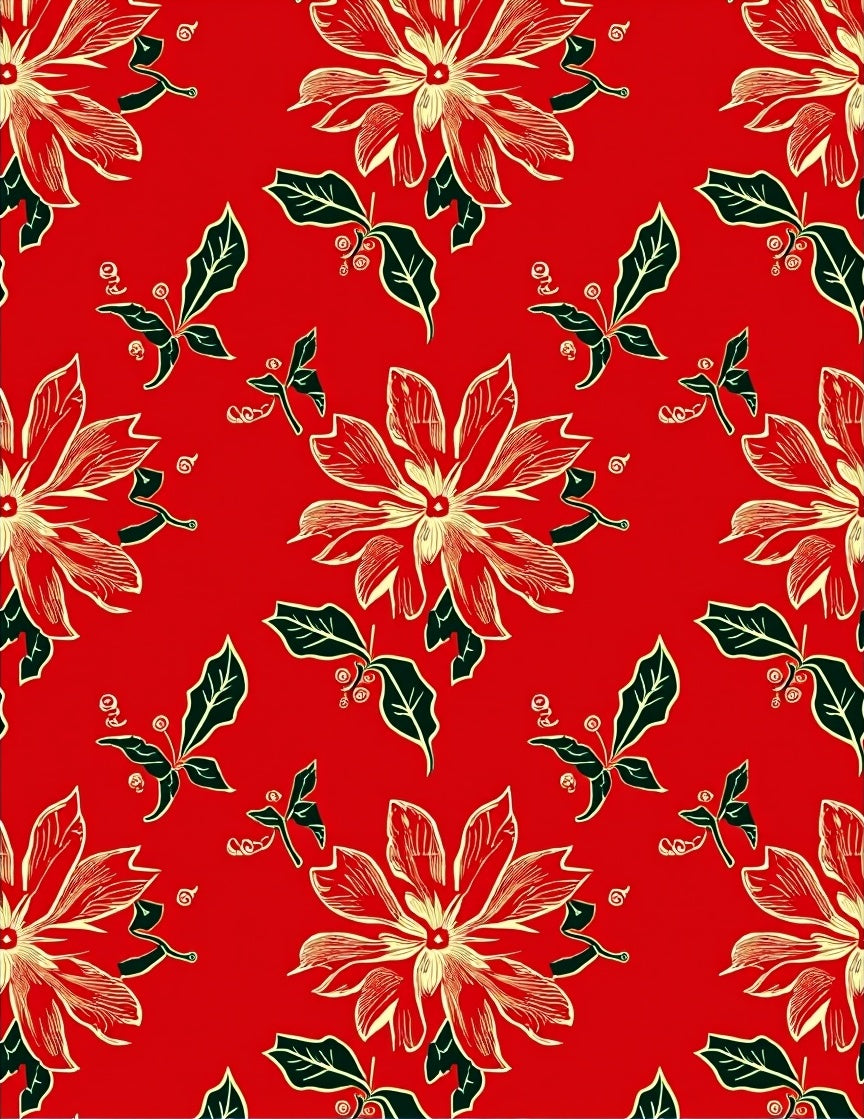 Red Floral Botanical Garden Elements Rug