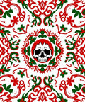 Crimson Green Skull Medallion Mandala Rug