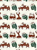 Earthy Brown Deer and Symbols Rug