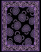 Lavender Floral Bloom Border Rug