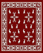 Rustic Ivory Deer and Snowflakes Rug