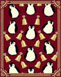 Crimson Penguin and Bells Charm Rug