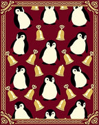 Crimson Penguin and Bells Charm Rug